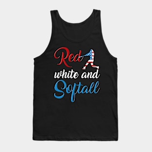 Patriotic Red, White, & Softball Fourth of July American Tank Top